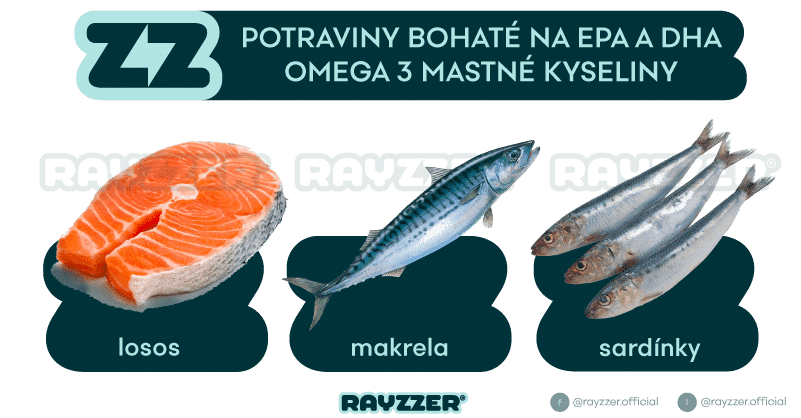 Potraviny bohaté na EPA a DHA omega 3 mastné kyseliny